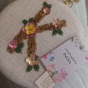 Embellished Round Clutch with Floral Design